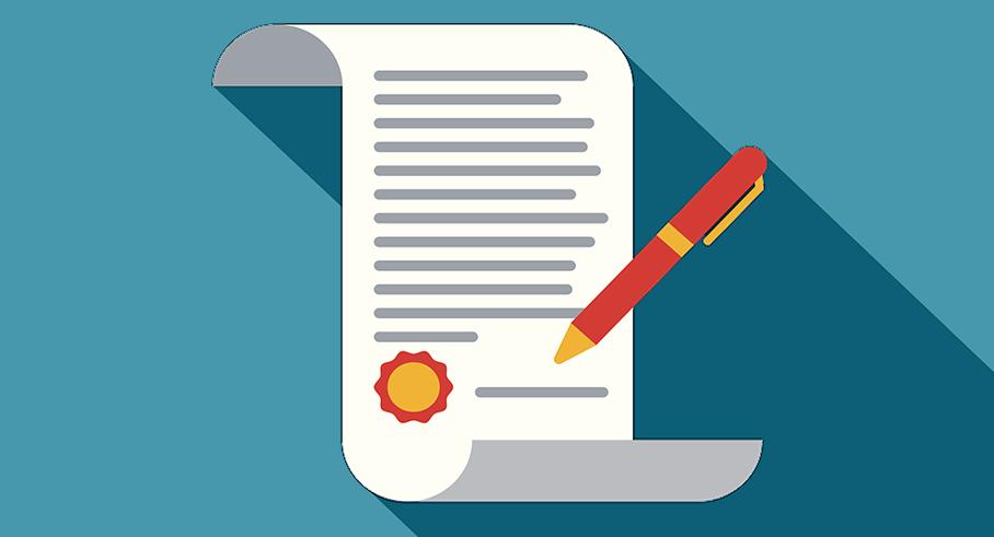 picture of a contract with a red pen